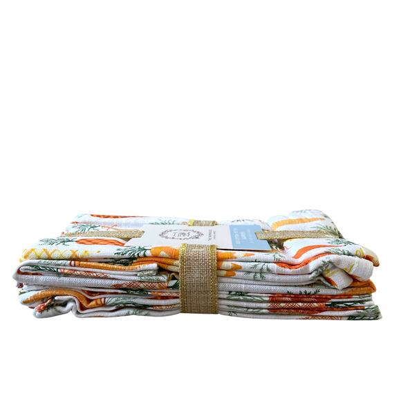 The FARMHOUSE by Rachel Ashwell Plaid Carrots Cloth Napkins Set Of 6 Easter New - Picture 10 of 10